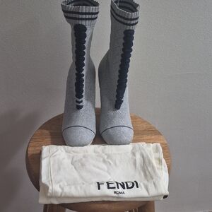 Fendi Women Socks in Gray and Blue With Dust Bag.